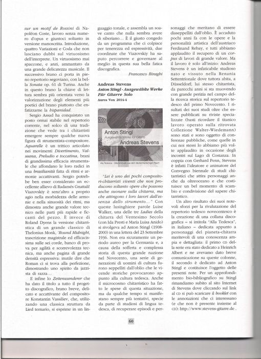  Rezension zur Stingl-CD von Francesco Biraghi I (S. 60) 